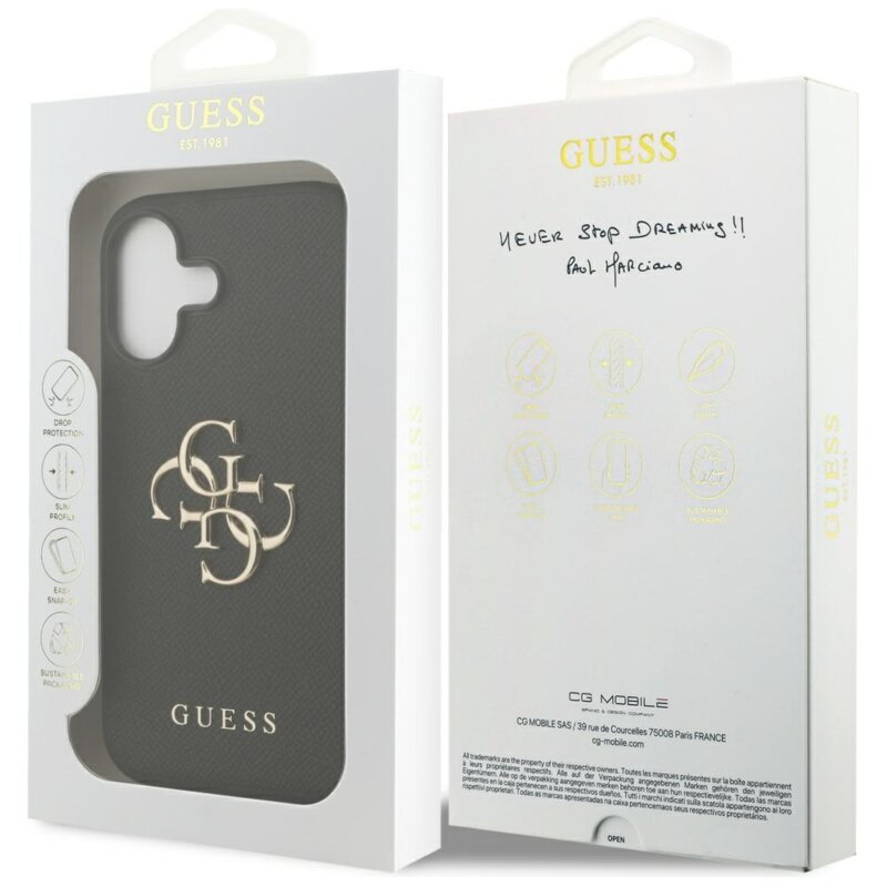 Husa originala Guess iPhone 17 Hardcase 4G Grained Big and Classic Logo, negru, GUHCP17SPGT4MBK