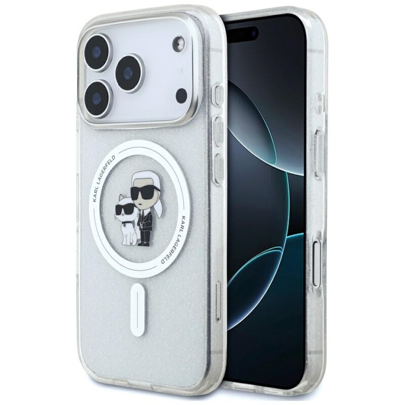 Husa Karl Lagerfeld iPhone 17 Pro IML Karl Choupette Glitter MagSafe, transparent, KLHMP17LHGKCNOT