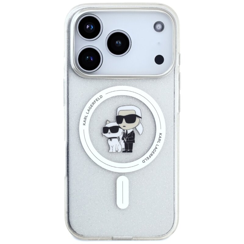 Husa Karl Lagerfeld iPhone 17 Pro IML Karl Choupette Glitter MagSafe, transparent, KLHMP17LHGKCNOT