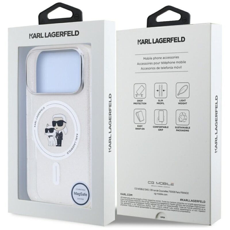 Husa Karl Lagerfeld iPhone 17 Pro IML Karl Choupette Glitter MagSafe, transparent, KLHMP17LHGKCNOT