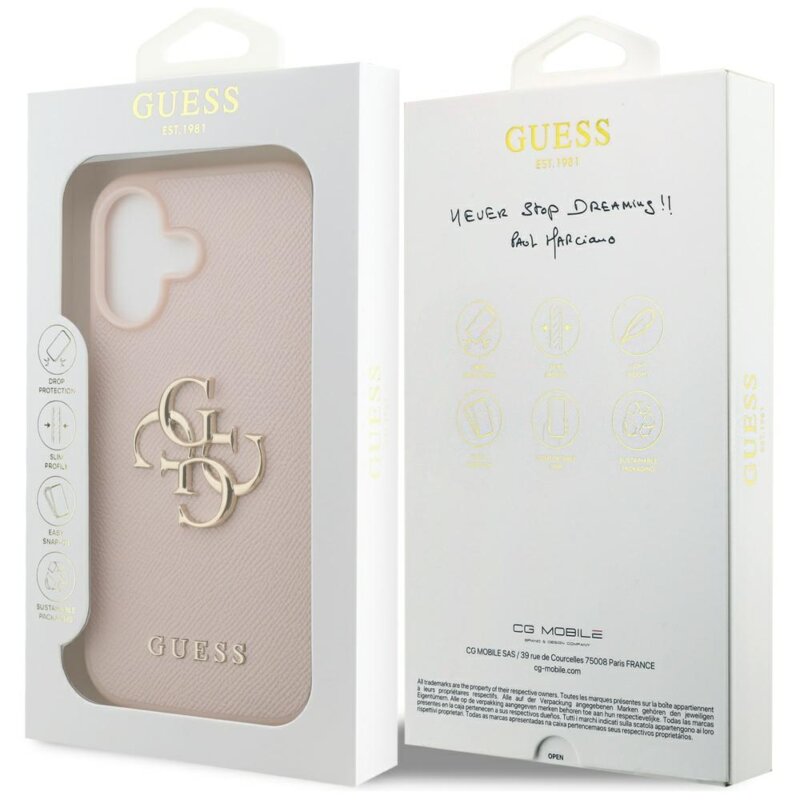 Husa originala Guess iPhone 17 Hardcase 4G Grained Big and Classic Logo, roz, GUHCP17SPGT4MBP