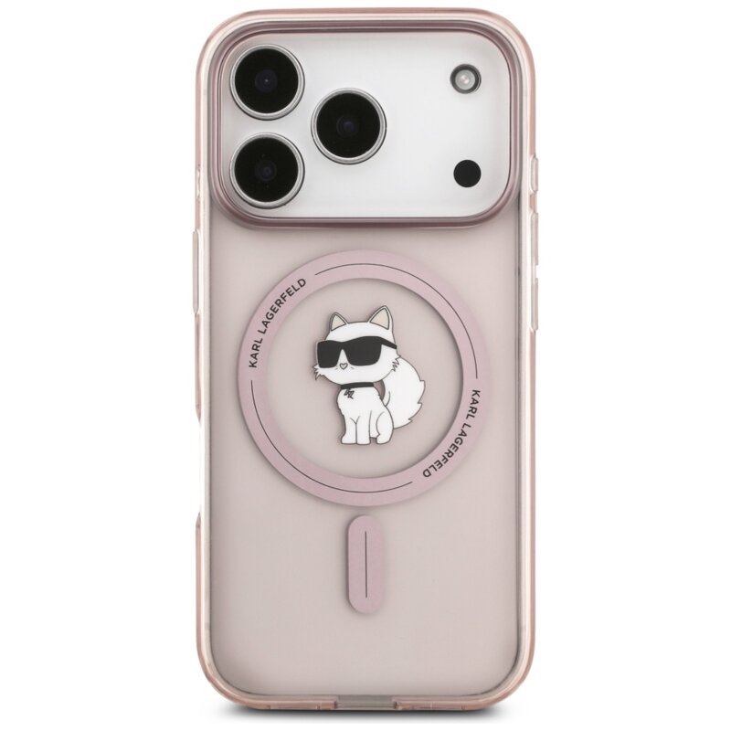 Husa iPhone 17 Pro Karl Lagerfeld IML Choupette MagSafe, roz, KLHMP17LHFCCNOP