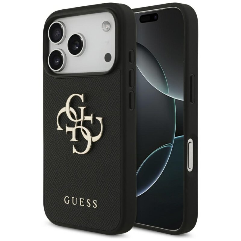 Husa originala Guess iPhone 17 Pro Hardcase 4G Grained Big and Classic Logo, negru, GUHCP17LPGT4MBK