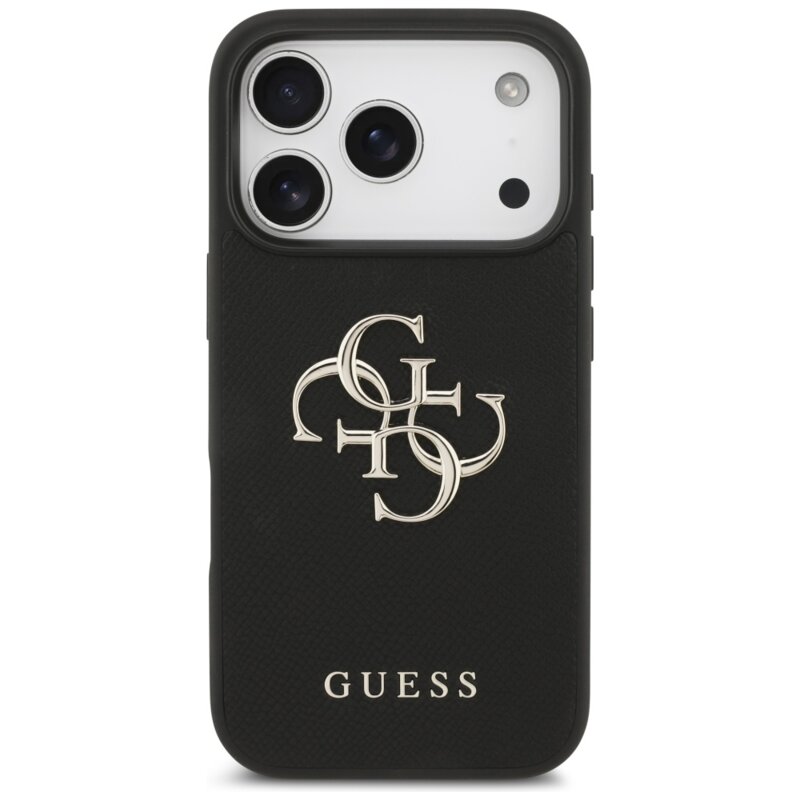 Husa originala Guess iPhone 17 Pro Hardcase 4G Grained Big and Classic Logo, negru, GUHCP17LPGT4MBK