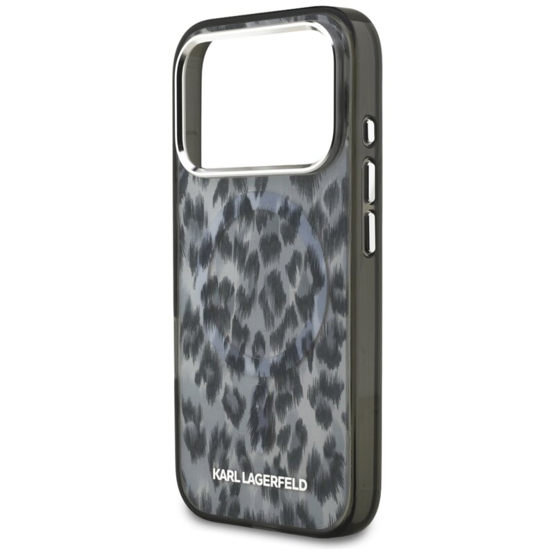 Husa iPhone 17 Pro Karl Lagerfeld IML Leopard Pattern MagSafe, negru, KLHMP17LHDLEOICK