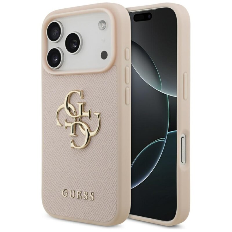 Husa originala Guess iPhone 17 Pro Hardcase 4G Grained Big and Classic Logo, roz, GUHCP17LPGT4MBP