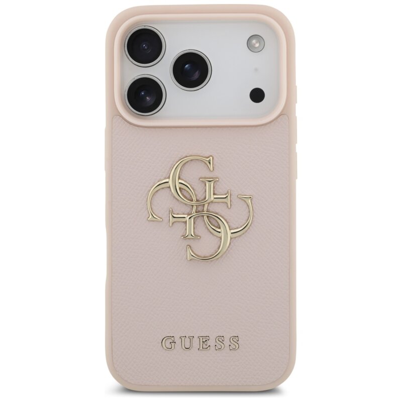 Husa originala Guess iPhone 17 Pro Hardcase 4G Grained Big and Classic Logo, roz, GUHCP17LPGT4MBP