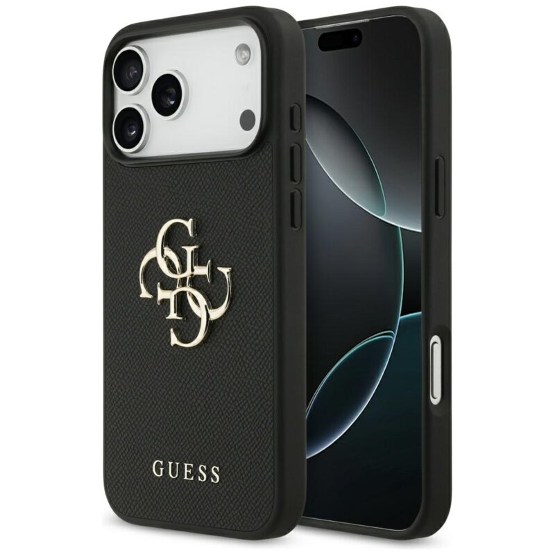 Husa originala Guess iPhone 17 Pro Max Hardcase 4G Grained Big and Classic Logo, negru, GUHCP17XPGT4MBK