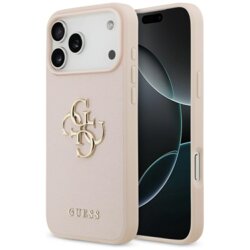 Husa originala Guess iPhone 17 Pro Max Hardcase 4G Grained Big and Classic Logo, roz, GUHCP17XPGT4MBP
