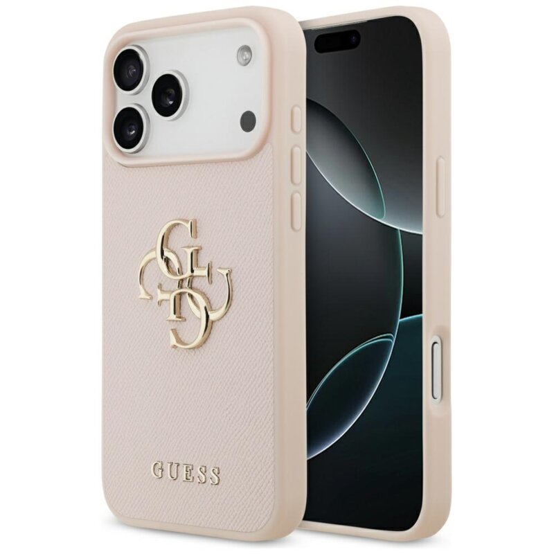 Husa originala Guess iPhone 17 Pro Max Hardcase 4G Grained Big and Classic Logo, roz, GUHCP17XPGT4MBP