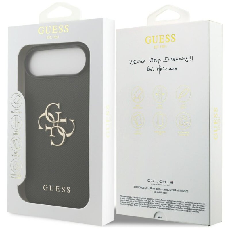 Husa originala Guess iPhone 17 Air Hardcase 4G Grained Big and Classic Logo, negru, GUHCP17MPGT4MBK