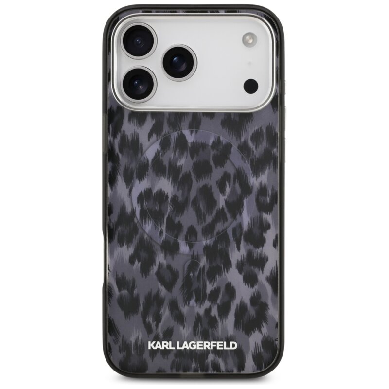 Husa iPhone 17 Pro Max Karl Lagerfeld IML Leopard Pattern MagSafe, negru, KLHMP17XHDLEOICK