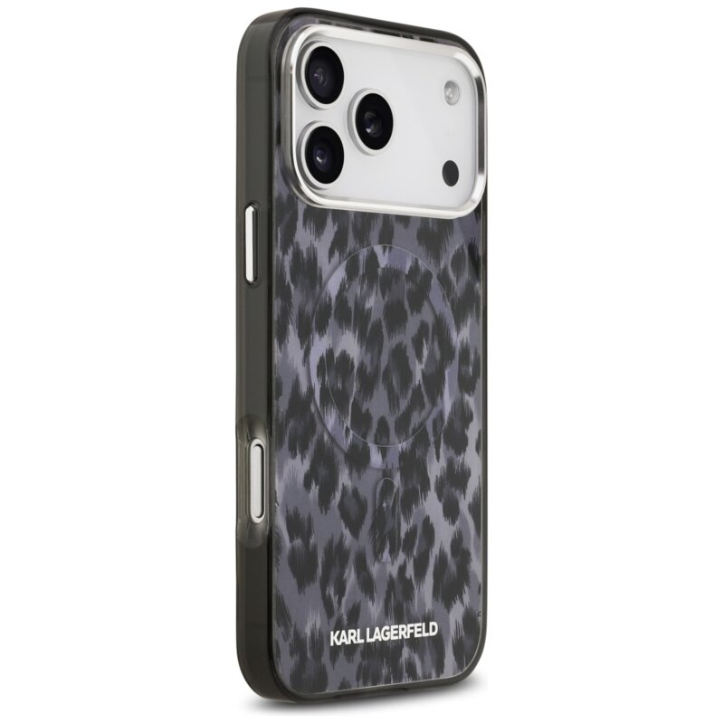 Husa iPhone 17 Pro Max Karl Lagerfeld IML Leopard Pattern MagSafe, negru, KLHMP17XHDLEOICK