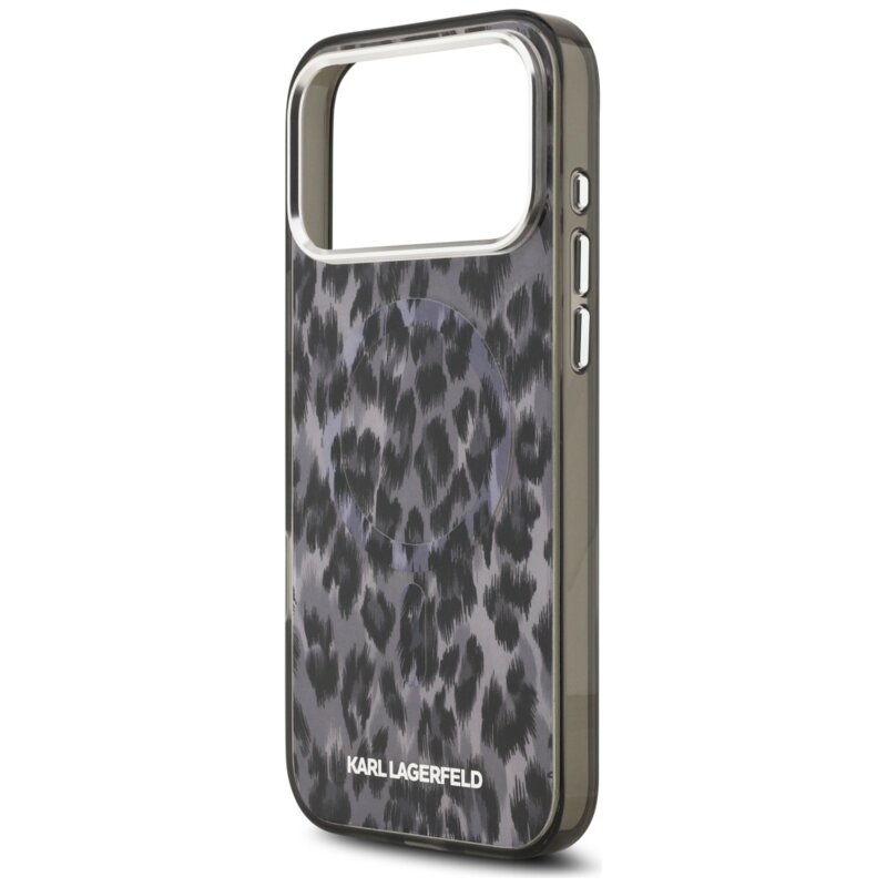 Husa iPhone 17 Pro Max Karl Lagerfeld IML Leopard Pattern MagSafe, negru, KLHMP17XHDLEOICK