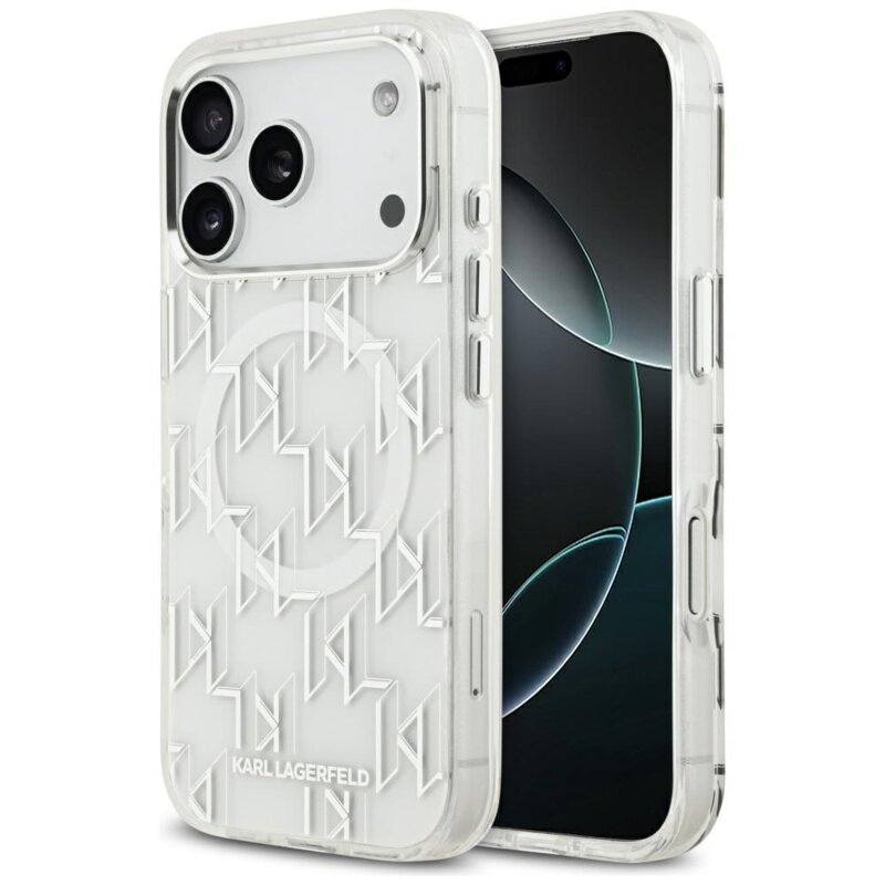 Husa iPhone 17 Pro Max Karl Lagerfeld IML KL Monogram MagSafe, alb, KLHMP17LHMIKLMEH