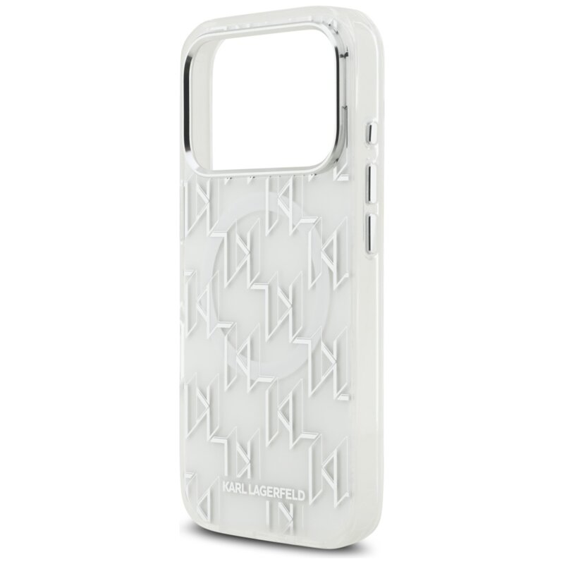 Husa iPhone 17 Pro Max Karl Lagerfeld IML KL Monogram MagSafe, alb, KLHMP17LHMIKLMEH