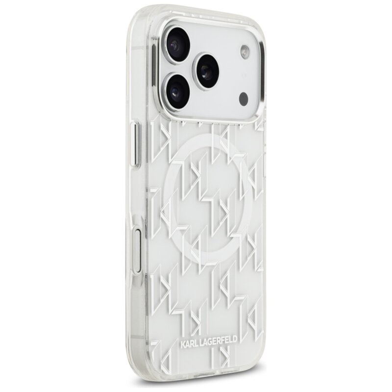 Husa iPhone 17 Pro Karl Lagerfeld IML KL Monogram MagSafe, alb, KLHMP17LHMIKLMEH