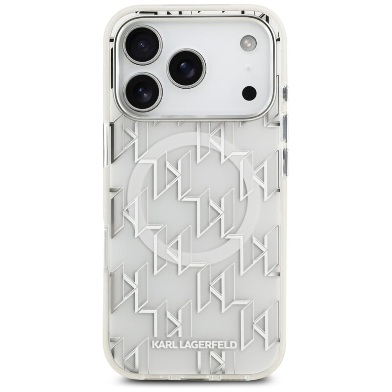Husa iPhone 17 Pro Karl Lagerfeld IML KL Monogram MagSafe, alb, KLHMP17LHMIKLMEH