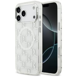 Husa iPhone 17 Pro Max Karl Lagerfeld IML KL Monogram MagSafe, alb, KLHMP17XHMIKLMEH
