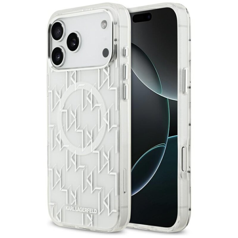 Husa iPhone 17 Pro Max Karl Lagerfeld IML KL Monogram MagSafe, alb, KLHMP17XHMIKLMEH