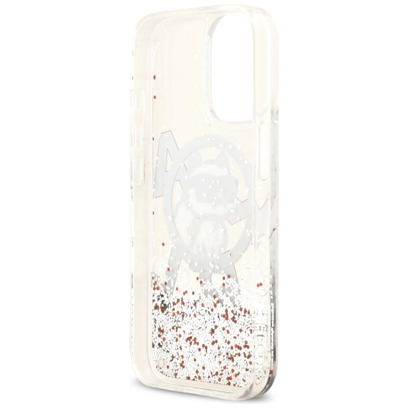 Husa Karl Lagerfeld iPhone 17 Liquid Glitter Choupette Logo MagSafe, transparenta, KLHMP17SLCHSCTDT