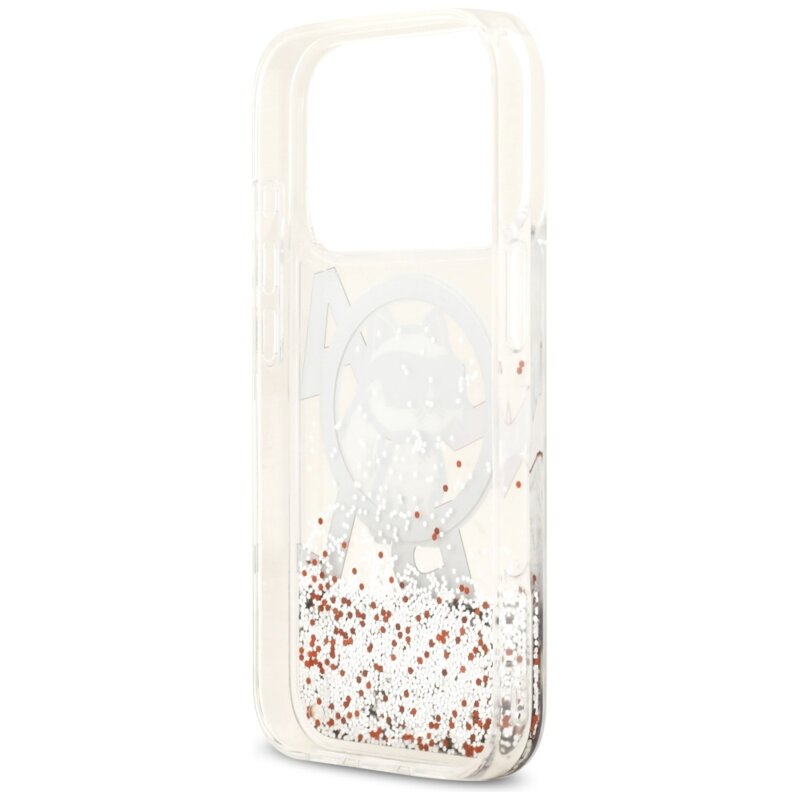 Husa Karl Lagerfeld iPhone 17 Pro Liquid Glitter Choupette Logo MagSafe, transparent, KLHMP17LLCHSCTDT