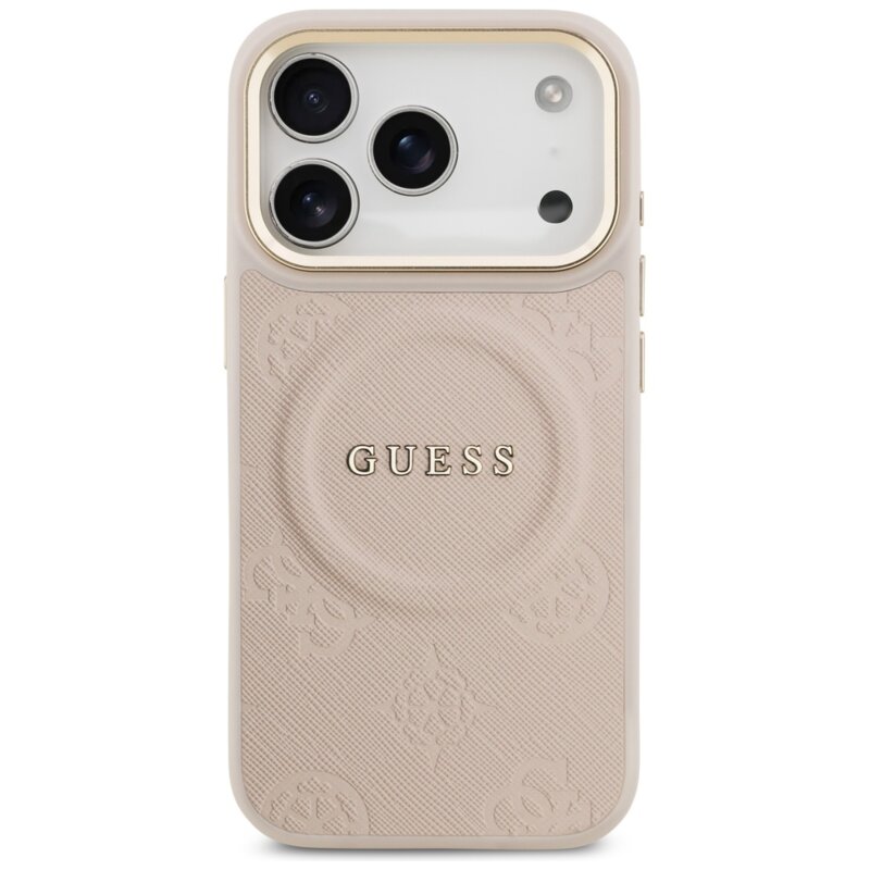 Husa iPhone 17 Pro Guess Peony Hot Stamp MagSafe, roz, GUHMP17LPSAMSECP