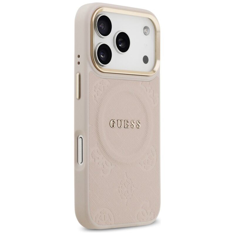 Husa iPhone 17 Pro Guess Peony Hot Stamp MagSafe, roz, GUHMP17LPSAMSECP