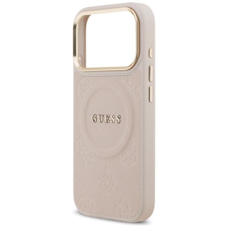 Husa iPhone 17 Pro Guess Peony Hot Stamp MagSafe, roz, GUHMP17LPSAMSECP