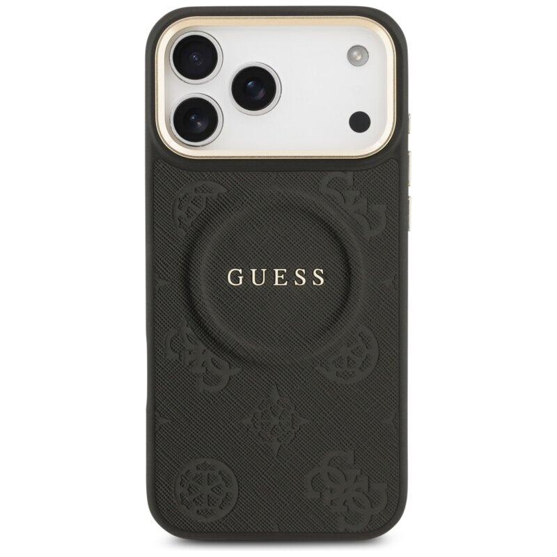 Husa iPhone 17 Pro Max Guess Peony Hot Stamp MagSafe, negru, GUHMP17XPSAMSECK