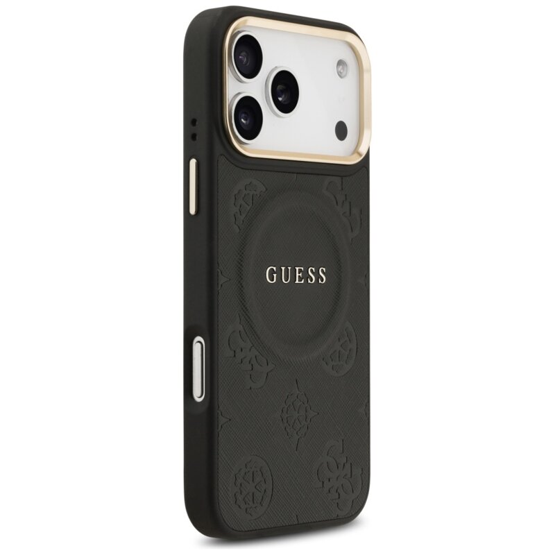 Husa iPhone 17 Pro Max Guess Peony Hot Stamp MagSafe, negru, GUHMP17XPSAMSECK