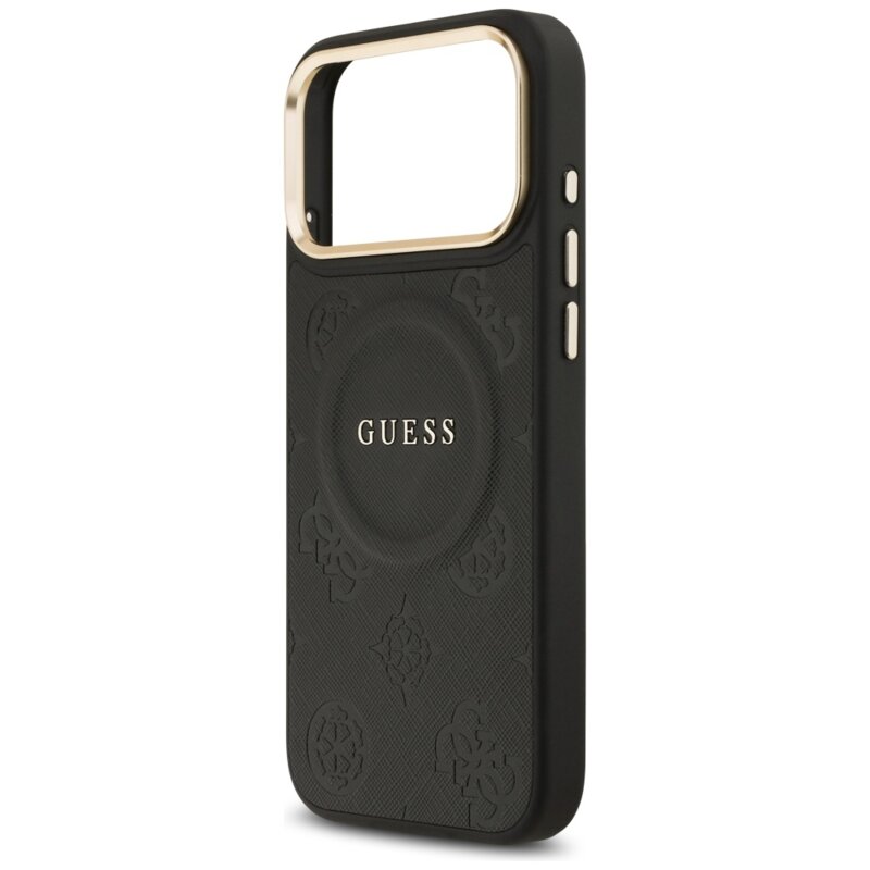 Husa iPhone 17 Pro Max Guess Peony Hot Stamp MagSafe, negru, GUHMP17XPSAMSECK