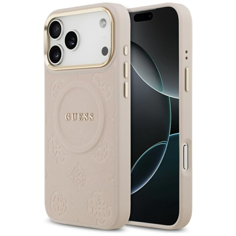 Husa iPhone 17 Pro Max Guess Peony Hot Stamp MagSafe, roz, GUHMP17XPSAMSECP