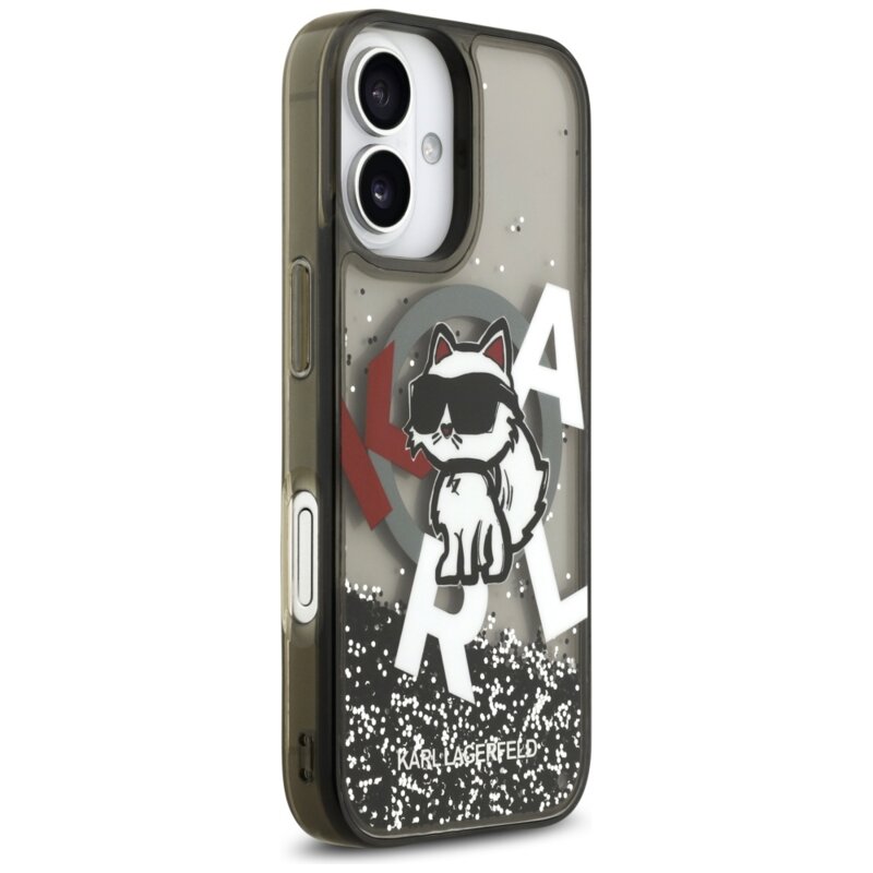 Husa Karl Lagerfeld iPhone 17 Liquid Glitter Choupette Logo MagSafe, negru, KLHMP17SLCHSCTDK