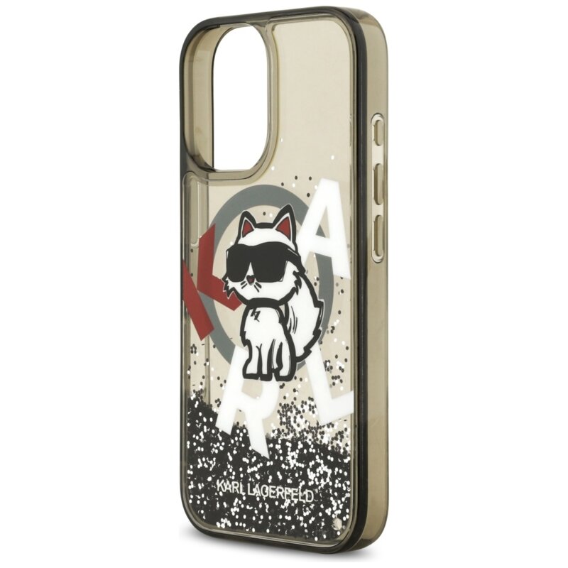 Husa Karl Lagerfeld iPhone 17 Liquid Glitter Choupette Logo MagSafe, negru, KLHMP17SLCHSCTDK