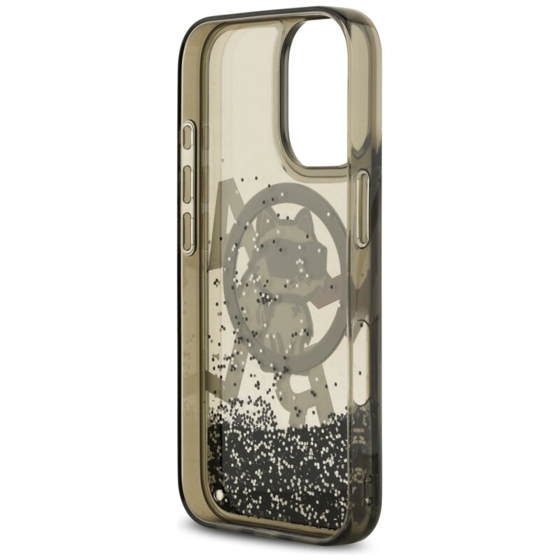 Husa Karl Lagerfeld iPhone 17 Liquid Glitter Choupette Logo MagSafe, negru, KLHMP17SLCHSCTDK