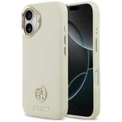 Husa originala Guess iPhone 17 Grained Strass Logo MagSafe, bej, GUHMP17SPGCRMDEE