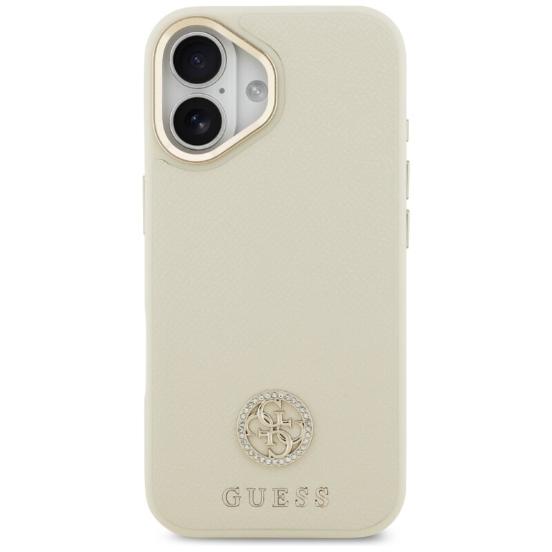 Husa originala Guess iPhone 17 Grained Strass Logo MagSafe, bej, GUHMP17SPGCRMDEE