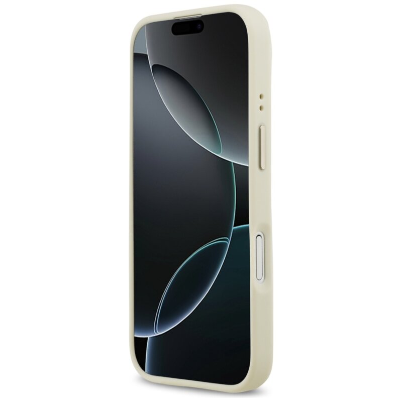 Husa originala Guess iPhone 17 Grained Strass Logo MagSafe, bej, GUHMP17SPGCRMDEE