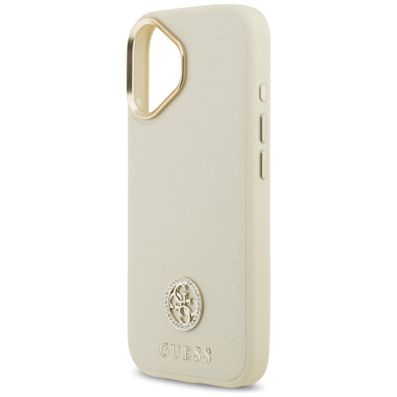 Husa originala Guess iPhone 17 Grained Strass Logo MagSafe, bej, GUHMP17SPGCRMDEE
