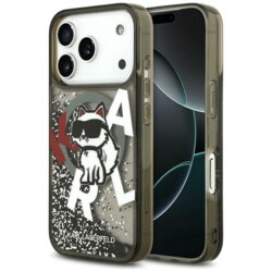 Husa Karl Lagerfeld iPhone 17 Pro Max Liquid Glitter Choupette Logo MagSafe, negru, KLHMP17XLCHSCTDK