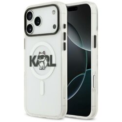 Husa iPhone 17 Karl Lagerfeld IML Choupette Sketch Logo MagSafe, transparent, KLHMP17SHGCHGKBT