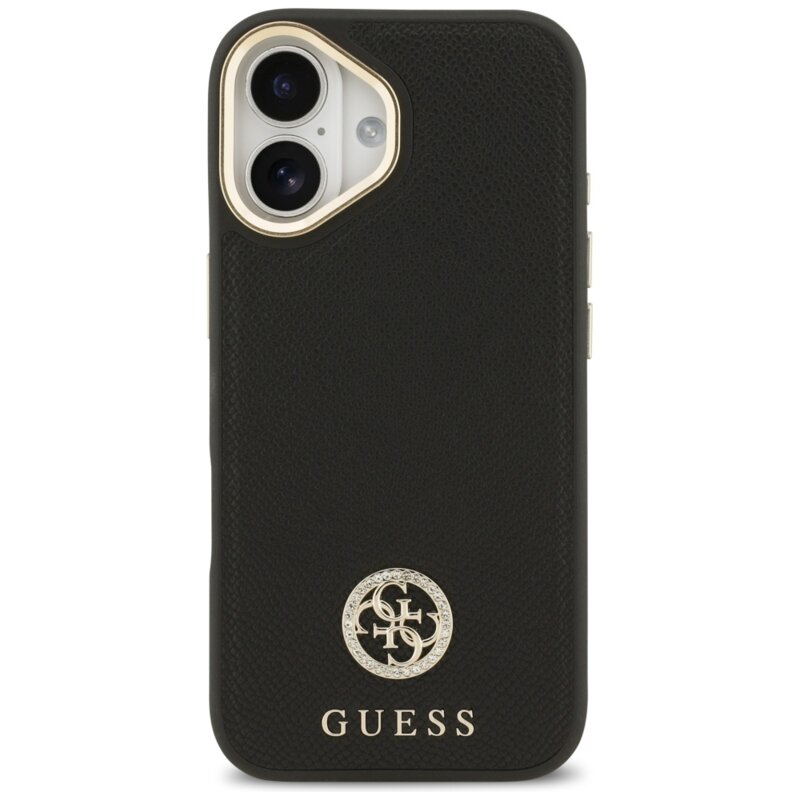 Husa originala Guess iPhone 17 Grained Strass Logo MagSafe, negru, GUHMP17SPGCRMDEK