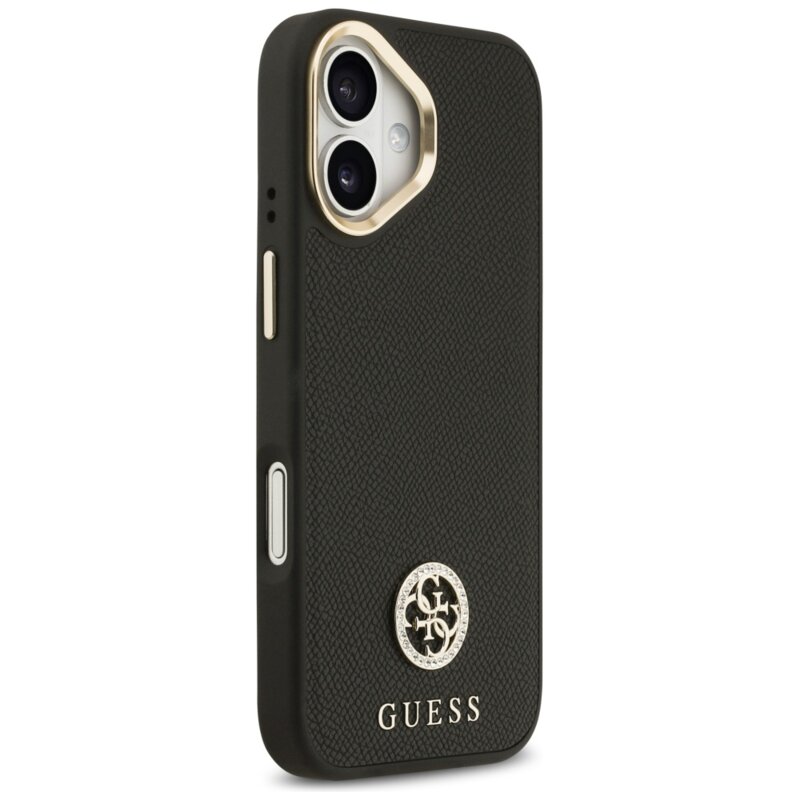 Husa originala Guess iPhone 17 Grained Strass Logo MagSafe, negru, GUHMP17SPGCRMDEK