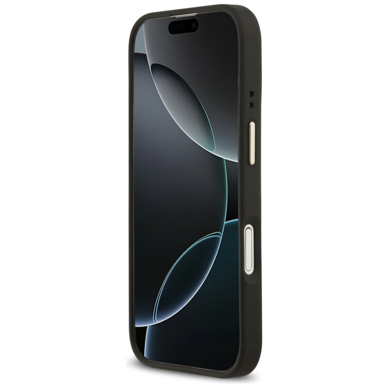 Husa originala Guess iPhone 17 Grained Strass Logo MagSafe, negru, GUHMP17SPGCRMDEK