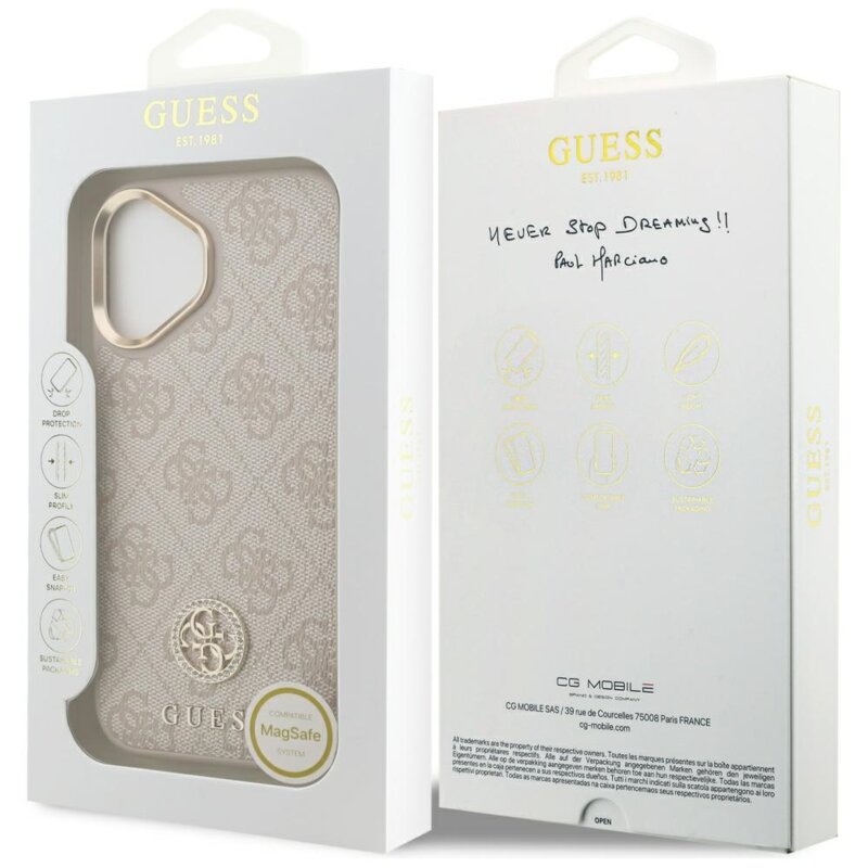 Husa originala Guess iPhone 17 Hardcase 4G Strass Logo MagSafe, roz, GUHMP17SP4GRMDEP