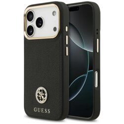 Husa originala Guess iPhone 17 Pro Grained Strass Logo MagSafe, negru, GUHMP17LPGCRMDEK
