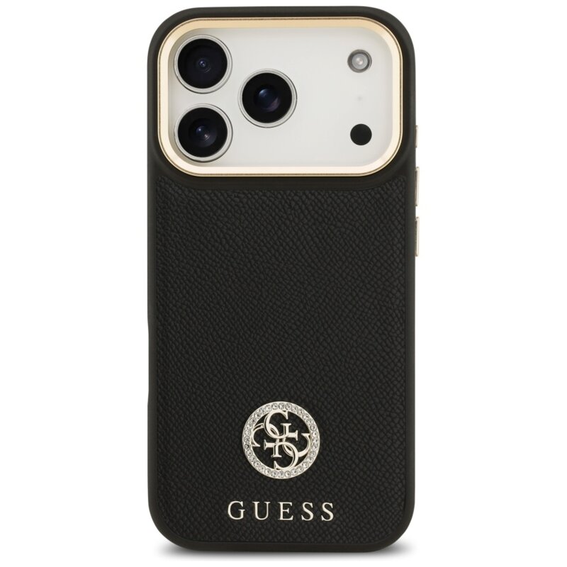 Husa originala Guess iPhone 17 Pro Grained Strass Logo MagSafe, negru, GUHMP17LPGCRMDEK