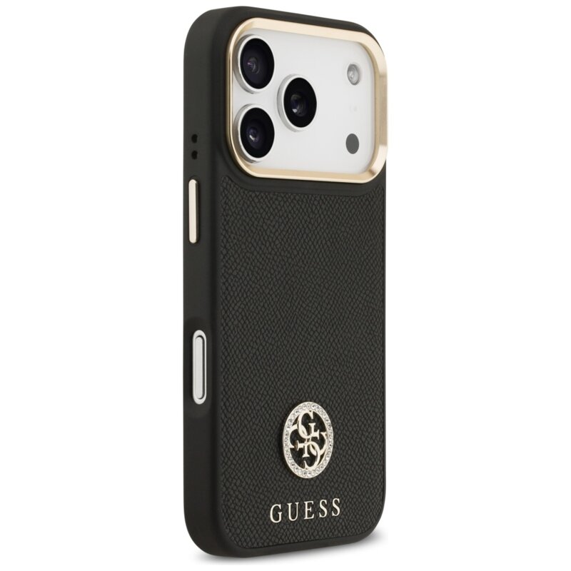 Husa originala Guess iPhone 17 Pro Grained Strass Logo MagSafe, negru, GUHMP17LPGCRMDEK