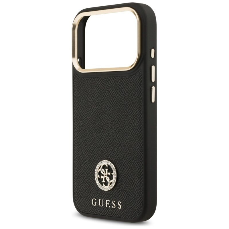 Husa originala Guess iPhone 17 Pro Grained Strass Logo MagSafe, negru, GUHMP17LPGCRMDEK